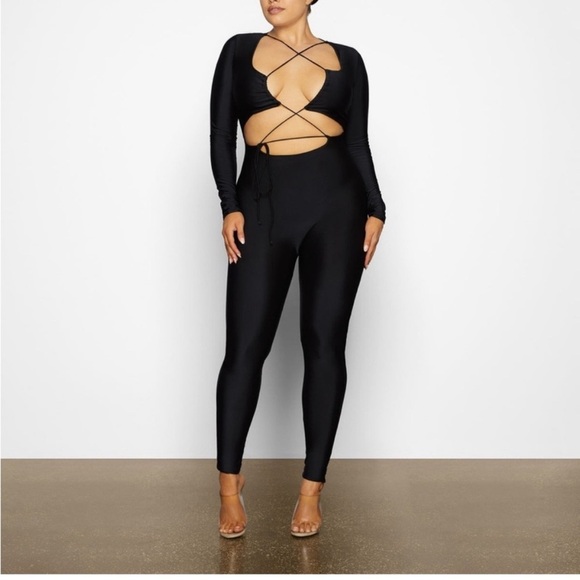 SKIMS Pants - SKIMS Lace-Up‎ Catsuit Jumpsuit One Piece in black NWOT